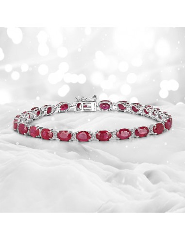 12.78 Carat Genuine Ruby and White Diamond 14K White Gold Bracelet hantent personnes