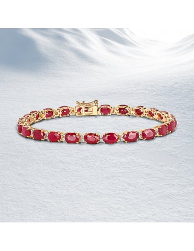 12.78 Carat Genuine Ruby and White Diamond 14K Yellow Gold Bracelet meilleur choix