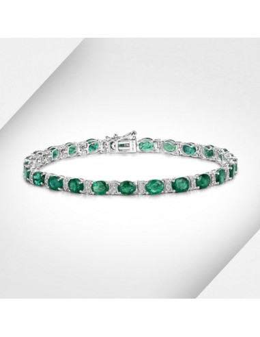 7.80 Carat Genuine Zambian Emerald and White Diamond 14K White Gold Bracelet Comparez plus de prix