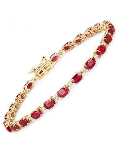 6.67 Carat Genuine Ruby and White Diamond 14K Yellow Gold Bracelet des créatures d'habitude