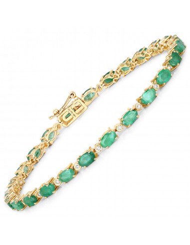 4.95 Carat Genuine Zambian Emerald and White Diamond 14K Yellow Gold Bracelet online