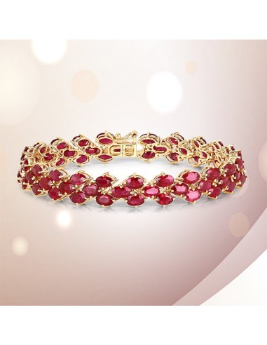 18.63 Carat Genuine Ruby 14K Yellow Gold Bracelet pas chere