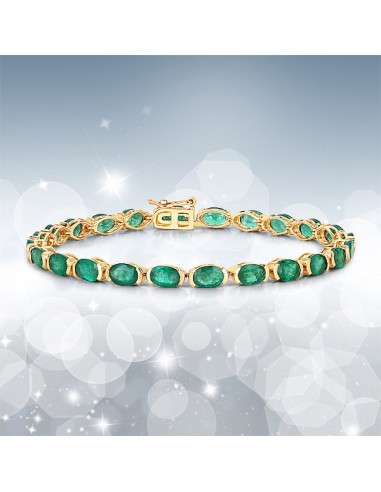 10.56 Carat Genuine Zambian Emerald 14K Yellow Gold Bracelet livraison et retour toujours gratuits