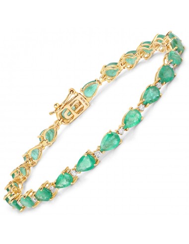 8.37 Carat Genuine Zambian Emerald and White Diamond 14K Yellow Gold Bracelet la chaussure