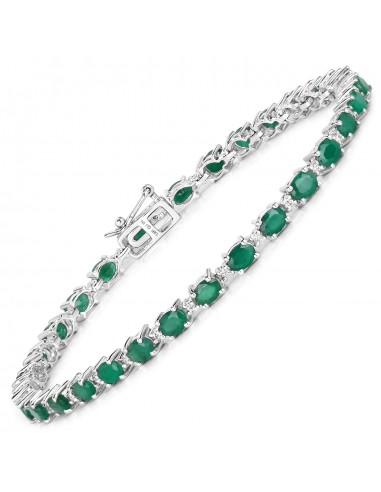 4.74 Carat Genuine Zambian Emerald and White Diamond 14K White Gold Bracelet 2024