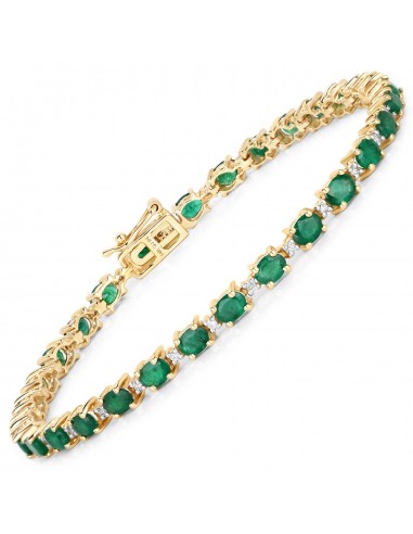 4.74 Carat Genuine Zambian Emerald and White Diamond 14K Yellow Gold Bracelet 50% de réduction en Octobre 2024