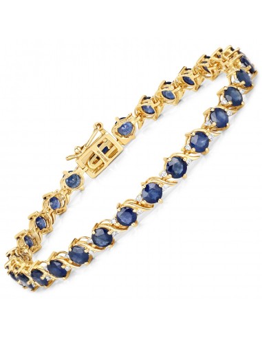 8.09 Carat Genuine Blue Sapphire and White Diamond 14K Yellow Gold Bracelet pour bénéficier 