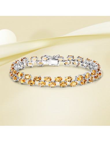 19.78 Carat Genuine Citrine .925 Sterling Silver Bracelet commande en ligne