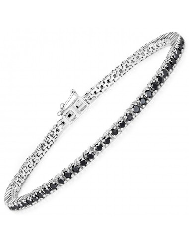 2.19 Carat Genuine Black Diamond .925 Sterling Silver Bracelet offre 