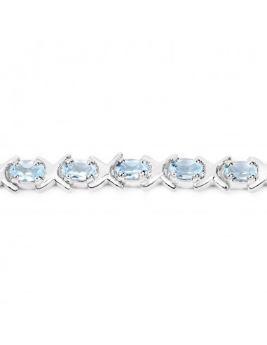 5.75 Carat Genuine Blue Topaz .925 Sterling Silver Bracelet Fin de série