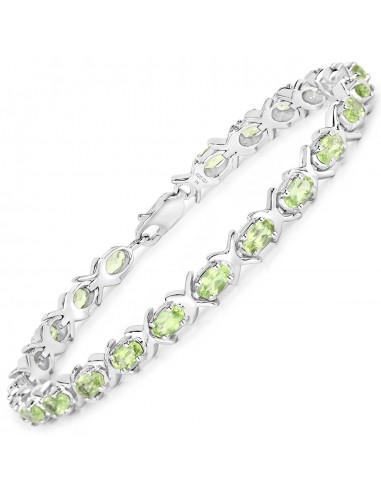 5.29 Carat Genuine Peridot .925 Sterling Silver Bracelet de France