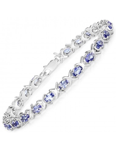 5.75 Carat Genuine Tanzanite .925 Sterling Silver Bracelet hantent personnes