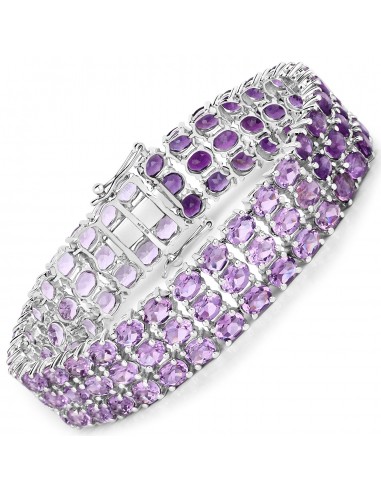 32.30 Carat Genuine Amethyst .925 Sterling Silver Bracelet pas cher 