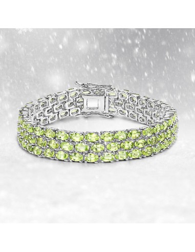 23.23 Carat Genuine Peridot .925 Sterling Silver Bracelet en linge