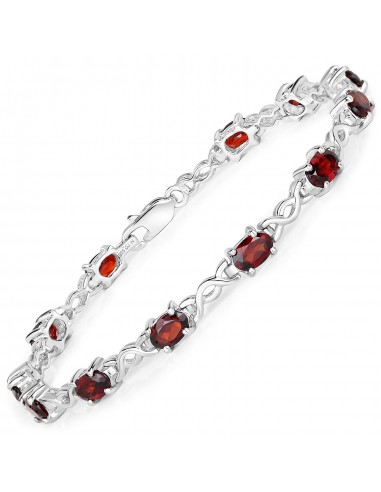 6.12 Carat Genuine Garnet .925 Sterling Silver Bracelet JUSQU'A -70%! 