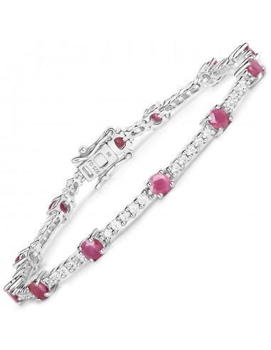 6.60 Carat Genuine Johnson Ruby and White Zircon .925 Sterling Silver Bracelet Toutes les collections ici