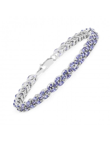 6.72 Carat Genuine Tanzanite .925 Sterling Silver Bracelet les ligaments