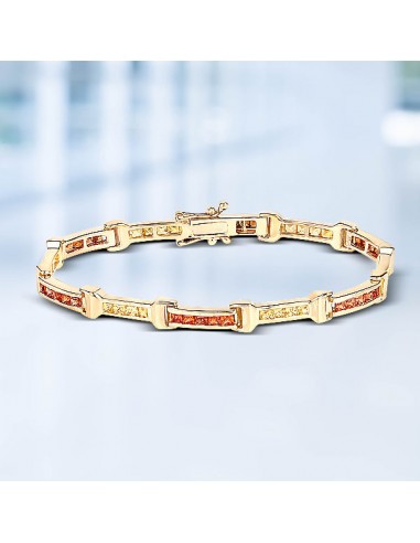 6.48 Carat Genuine Orange Sapphire and Yellow Sapphire .925 Sterling Silver Bracelet meilleur choix