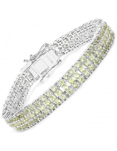 11.97 Carat Genuine Peridot .925 Sterling Silver Bracelet brillant des détails fins