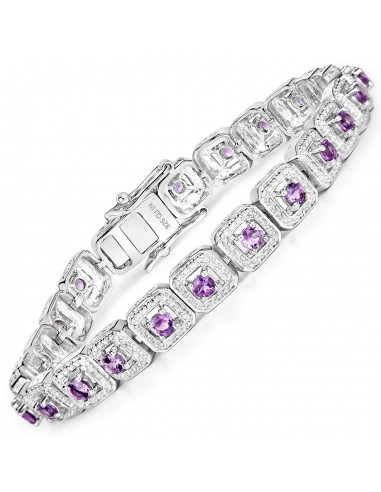 2.40 Carat Genuine Amethyst .925 Sterling Silver Bracelet d'Europe débarque