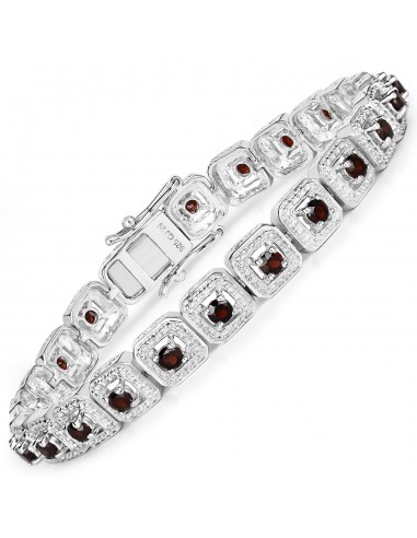 2.88 Carat Genuine Garnet .925 Sterling Silver Bracelet Faites des économies