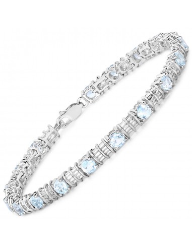 5.76 Carat Genuine Blue Topaz .925 Sterling Silver Bracelet suggérées chez