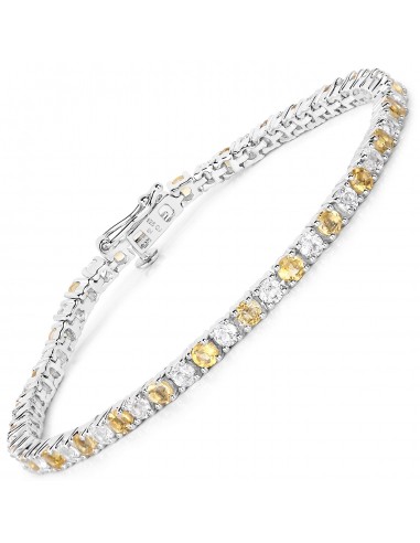 5.77 Carat Genuine Citrine and White Topaz .925 Sterling Silver Bracelet commande en ligne