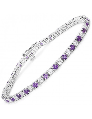 5.77 Carat Genuine Amethyst and White Topaz .925 Sterling Silver Bracelet En savoir plus