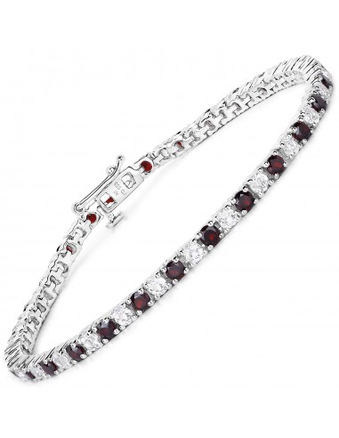 6.33 Carat Genuine Garnet and White Topaz .925 Sterling Silver Bracelet sélection de produits