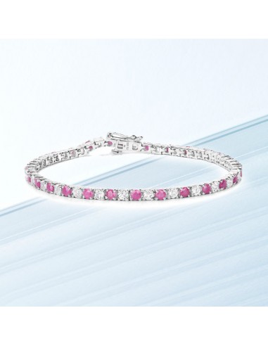 6.61 Carat Genuine Johnson Ruby and White Topaz .925 Sterling Silver Bracelet Comparez plus de prix