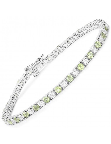 5.77 Carat Genuine Peridot and White Topaz .925 Sterling Silver Bracelet online