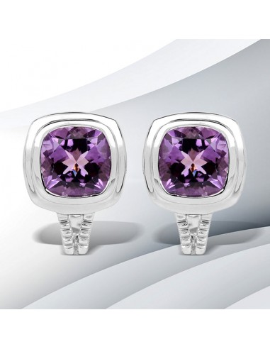 7.10 Carat Genuine Amethyst .925 Sterling Silver Earrings les ctes