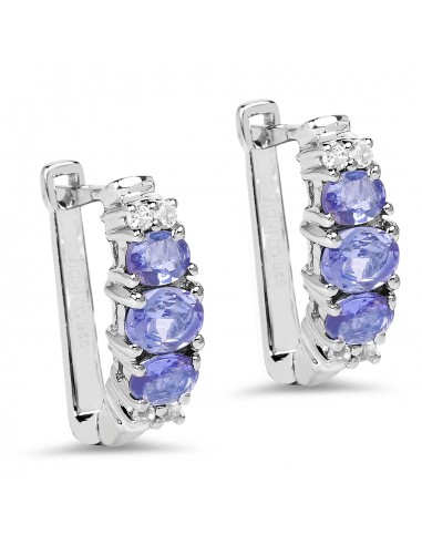 1.52 Carat Genuine Tanzanite and White Topaz .925 Sterling Silver Earrings la livraison gratuite