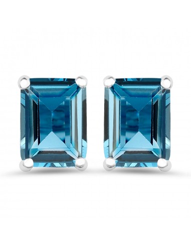 3.90 Carat Genuine London Blue Topaz .925 Sterling Silver Earrings le des métaux précieux