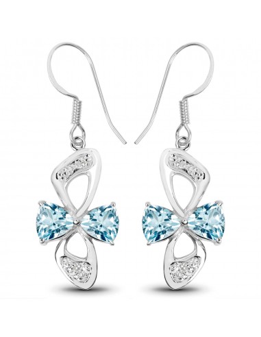 5.06 Carat Genuine Blue Topaz and White Topaz .925 Sterling Silver Earrings livraison et retour toujours gratuits