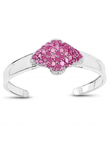 7.38 Carat Glass Filled Ruby, Ruby and White Topaz .925 Sterling Silver Bangle français