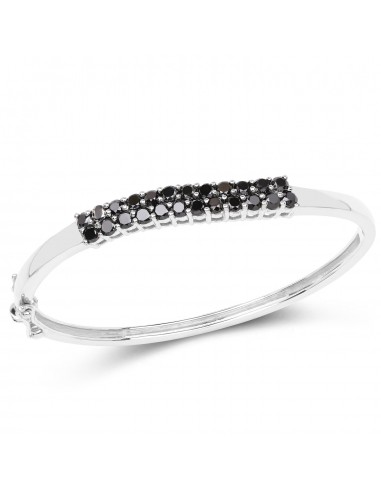 3.53 Carat Genuine Black Diamond .925 Sterling Silver Bangle prix