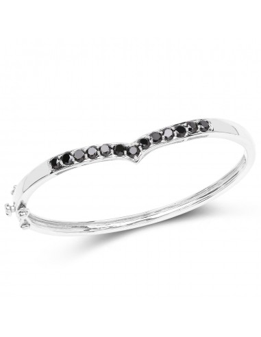 2.28 Carat Genuine Black Diamond .925 Sterling Silver Bangle solde