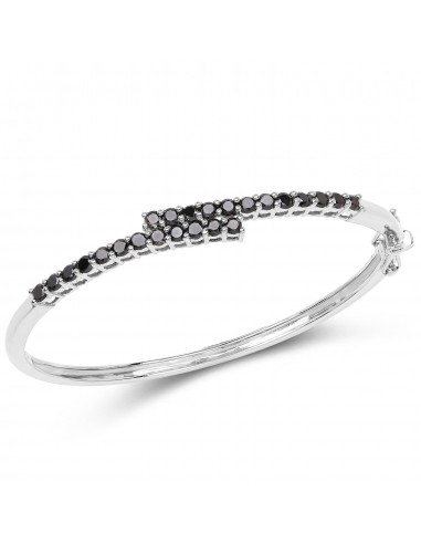 2.52 Carat Genuine Black Diamond .925 Sterling Silver Bangle Comparez et commandez 