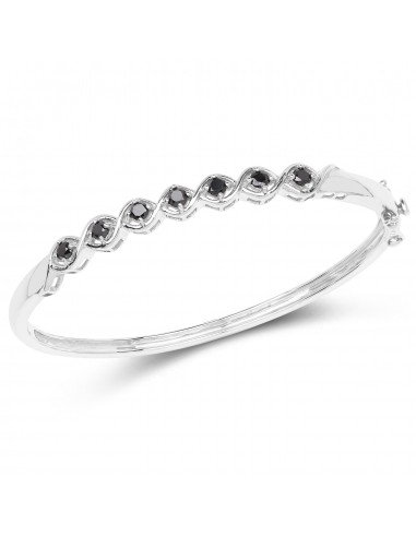 1.03 Carat Genuine Black Diamond .925 Sterling Silver Bangle de technologie