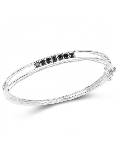 1.03 Carat Genuine Black Diamond .925 Sterling Silver Bangle En savoir plus