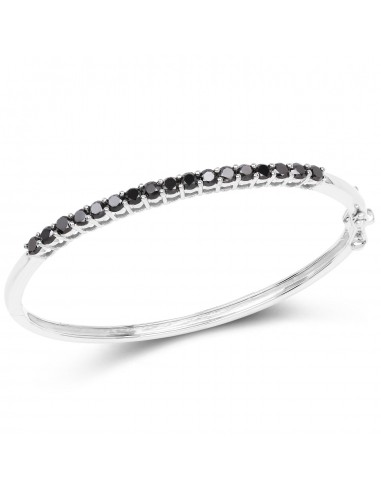 2.50 Carat Genuine Black Diamond .925 Sterling Silver Bangle de votre