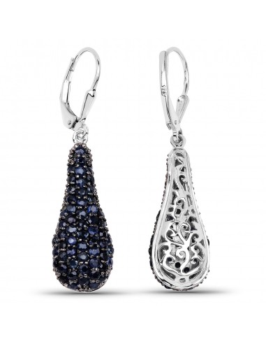 3.42 Carat Genuine Blue Sapphire .925 Sterling Silver Earrings Comparez plus de prix