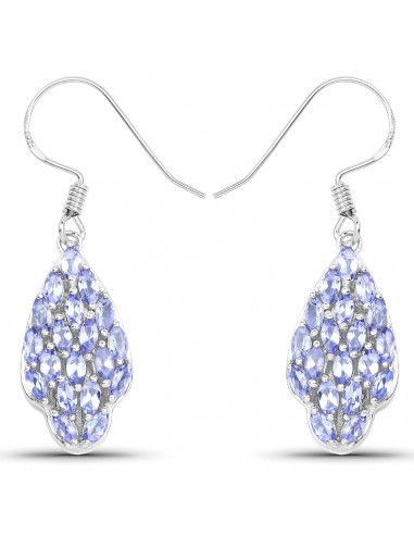 3.04 Carat Genuine Tanzanite .925 Sterling Silver Earrings français