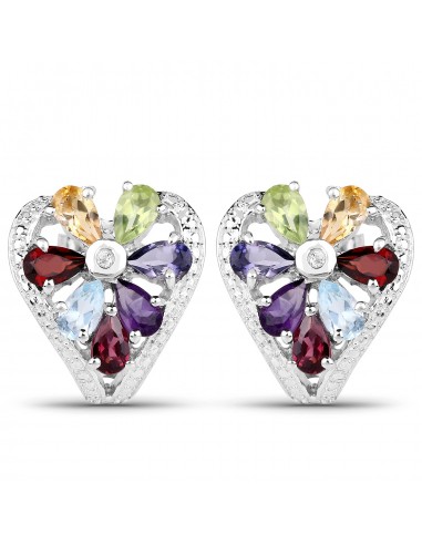 3.13 Carat Genuine Multi Stones .925 Sterling Silver Earrings acheter en ligne