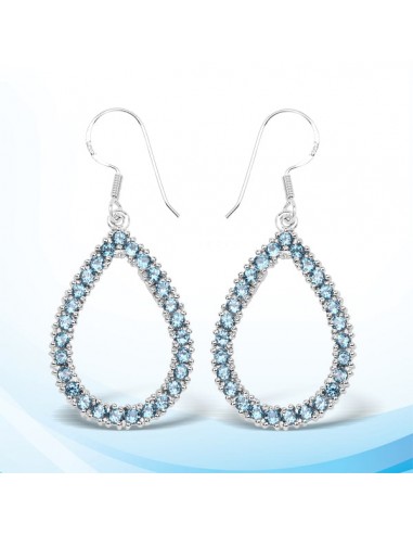 4.32 Carat Genuine London Blue Topaz .925 Sterling Silver Earrings la colonne vertébrale