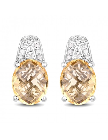 4.85 Carat Genuine Citrine and White Diamond .925 Sterling Silver Earrings les muscles