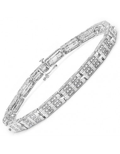 1.16 Carat Genuine White Diamond 14K White Gold Plated .925 Sterling Silver Bracelet de votre