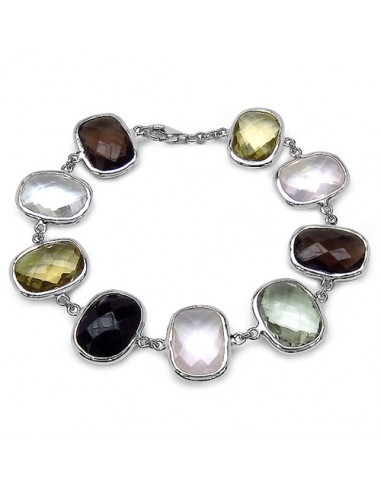 76.43 Carat Genuine Multi Stone .925 Sterling Silver Bracelet s'inspire de l'anatomie humaine