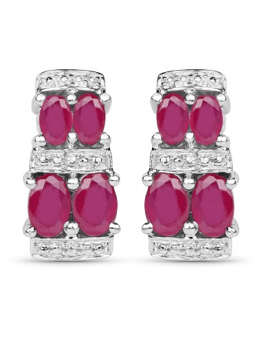 3.20 Carat Glass Filled Ruby .925 Sterling Silver Earrings pas cher 